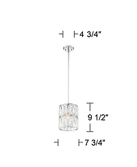 Possini Euro Design Chrome Mini Pendant 7 3/4" Wide Modern Clear Crystal Shade for Dining Room Living House Home Foyer Kitchen Island High Ceilin