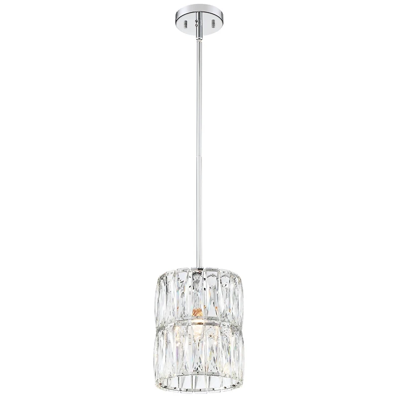 Possini Euro Design Chrome Mini Pendant 7 3/4" Wide Modern Clear Crystal Shade for Dining Room Living House Home Foyer Kitchen Island High Ceilin