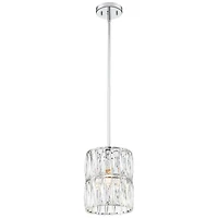 Possini Euro Design Chrome Mini Pendant 7 3/4" Wide Modern Clear Crystal Shade for Dining Room Living House Home Foyer Kitchen Island High Ceilin