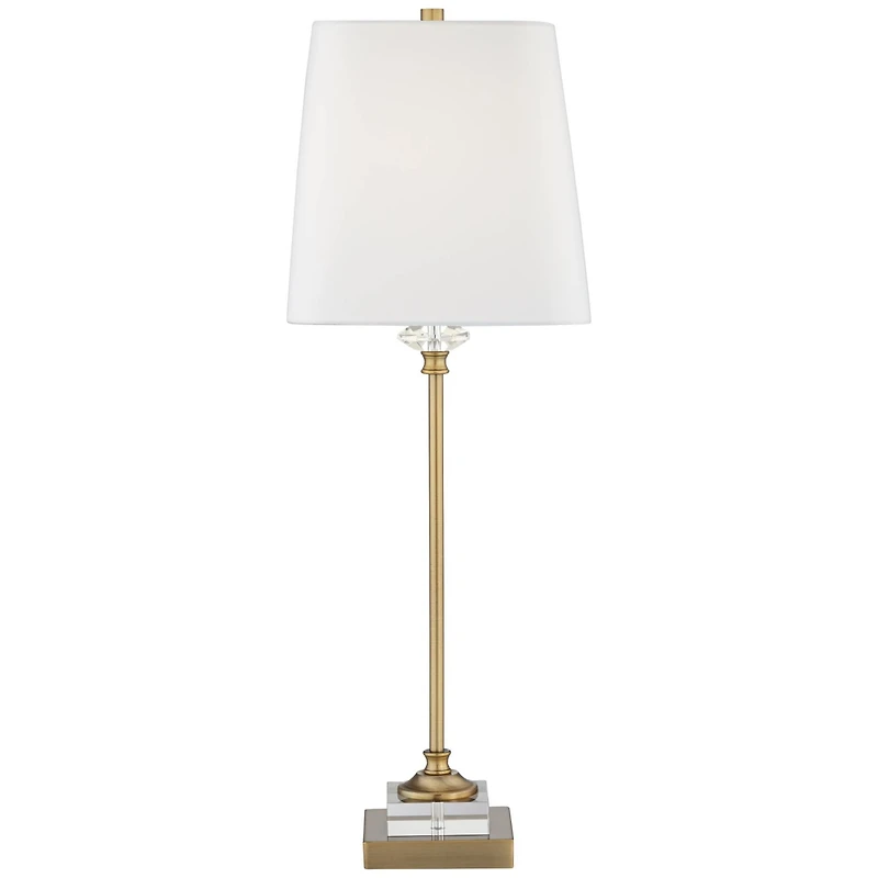 Regency Hill Julia Traditional Buffet Table Lamp 29 1/2" Tall Gold Crystal with Table Top Dimmer Fabric Tapered Drum Shade for Living Room Dining