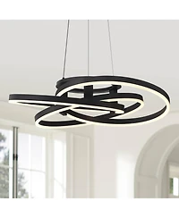 Possini Euro Design McKenna Sanded Black Pendant Light 26 1/2" Wide Modern Ribbon Led Fixture for Dining Room House Kitchen Island