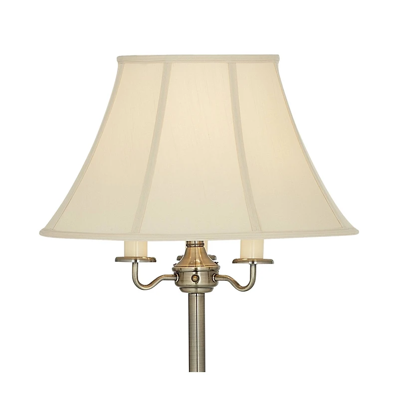 Regency Hill Montebello Vintage Retro Floor Lamp Standing 59" Tall Antique Brass Metal Soft Tan Bell Shade for Living Room Bedroom Office House H