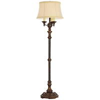 Barnes and Ivy Traditional Floor Lamp Candelabra Style 4-Light 64.5" Tall Italian Bronze Bell Shade for Living Room Reading Bedroom