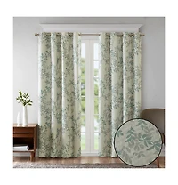SunSmart Julie Botanical Blackout Curtain Panel for Bedroom, Grommet Top Single Living Room, Width 50 length 95 inches, Yellow Window Pane