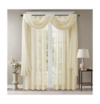 Madison Park Irina Diamond Sheer Embroidered Window Scarf Drapes
