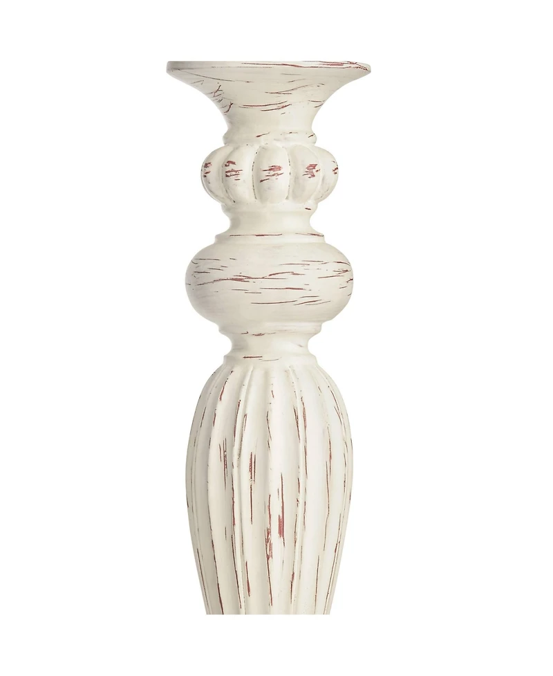 Traditional Vintage like Shabby Chic Lamp Floor Standing 60" Tall Antique White Victorian Cream Scallop Fabric Dome Shade with Fringe Decor for L