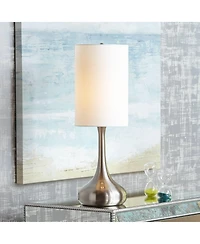 360 Lighting Modern Table Lamp 24.5" High Brushed Steel Droplet White Cylinder Shade for Living Room Family Bedroom Bedside Nightstand