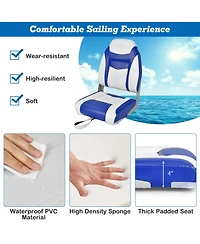 Costway 2 Pack High Back Folding Boat Seats with Sponge Cushion & Flexible Hinges