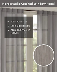 Madison Park Harper Solid Crushed Curtain Panel Pair, 42"W x 84"L