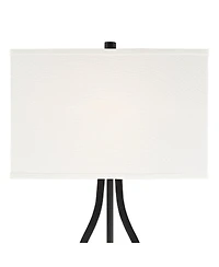 360 Lighting Ally Modern Table Lamps 26 1/2" High Set of 2 Black Metal with Usb Charging Port Rectangular Fabric Shade for Bedroom Living Room De