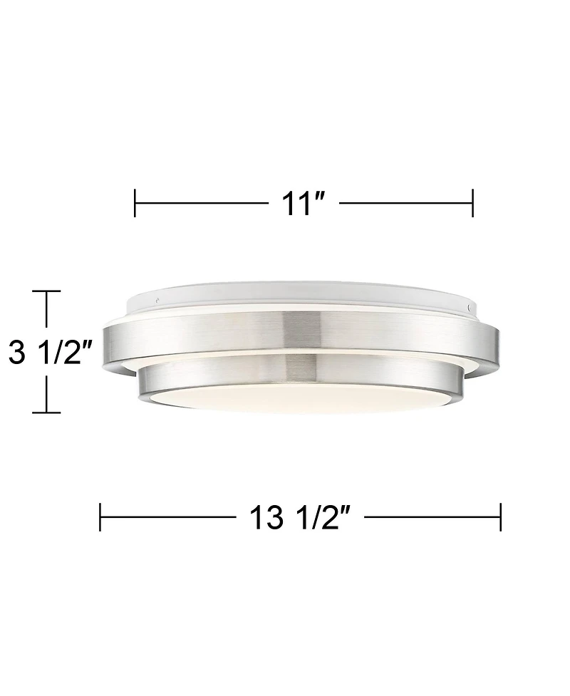 360 Lighting Modern Ceiling Light Flush Mount Fixture Led Silver 13 1/2" Wide Double Tier for Bedroom Kitchen Living Room Hallway