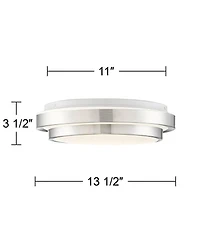 360 Lighting Modern Ceiling Light Flush Mount Fixture Led Silver 13 1/2" Wide Double Tier for Bedroom Kitchen Living Room Hallway