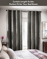 Mirage Knitted Jacquard Damask Total blackout curtains for bedroom, Silver grommet top fit up to 1.25 inches rod Single Curtain Panel for Living Room