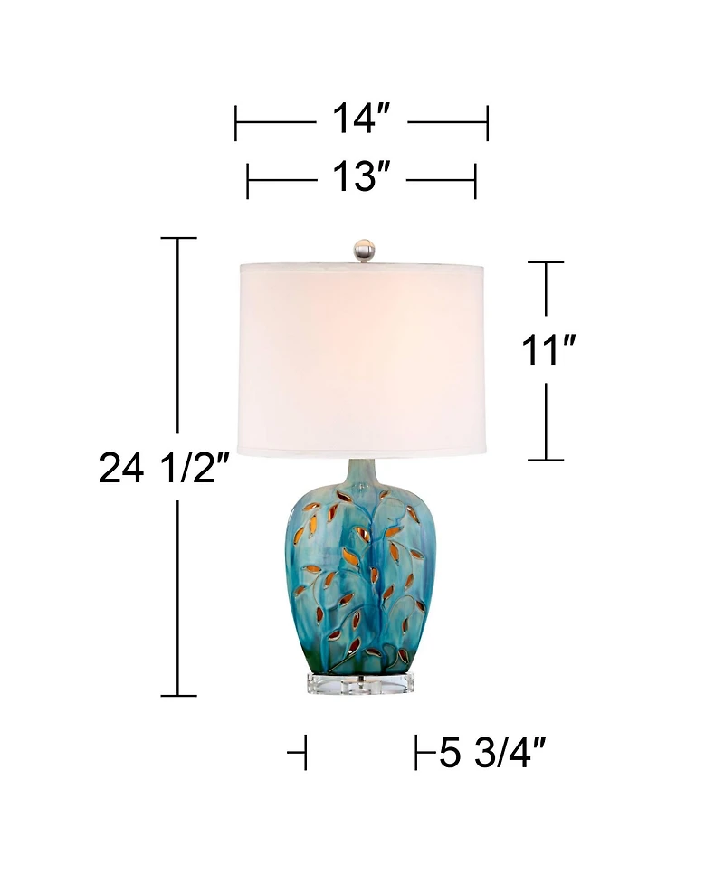 360 Lighting Devan Modern Table Lamp 24 1/2" High Blue Ceramic with Table Top Dimmer Led Nightligh White Shade for Bedroom Living Room Nightstand
