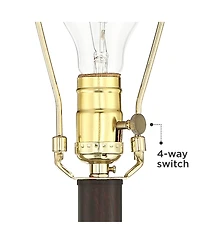 Barnes and Ivy Henson Industrial Floor Lamp 63" Tall Bronze with Led Nightlight Earthy Fabric Drum Shade for Living Room Bedroom Office House Hom