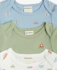 Baby Boys Travel Cotton Bodysuits, 3 Pack, Exclusively at Macy's