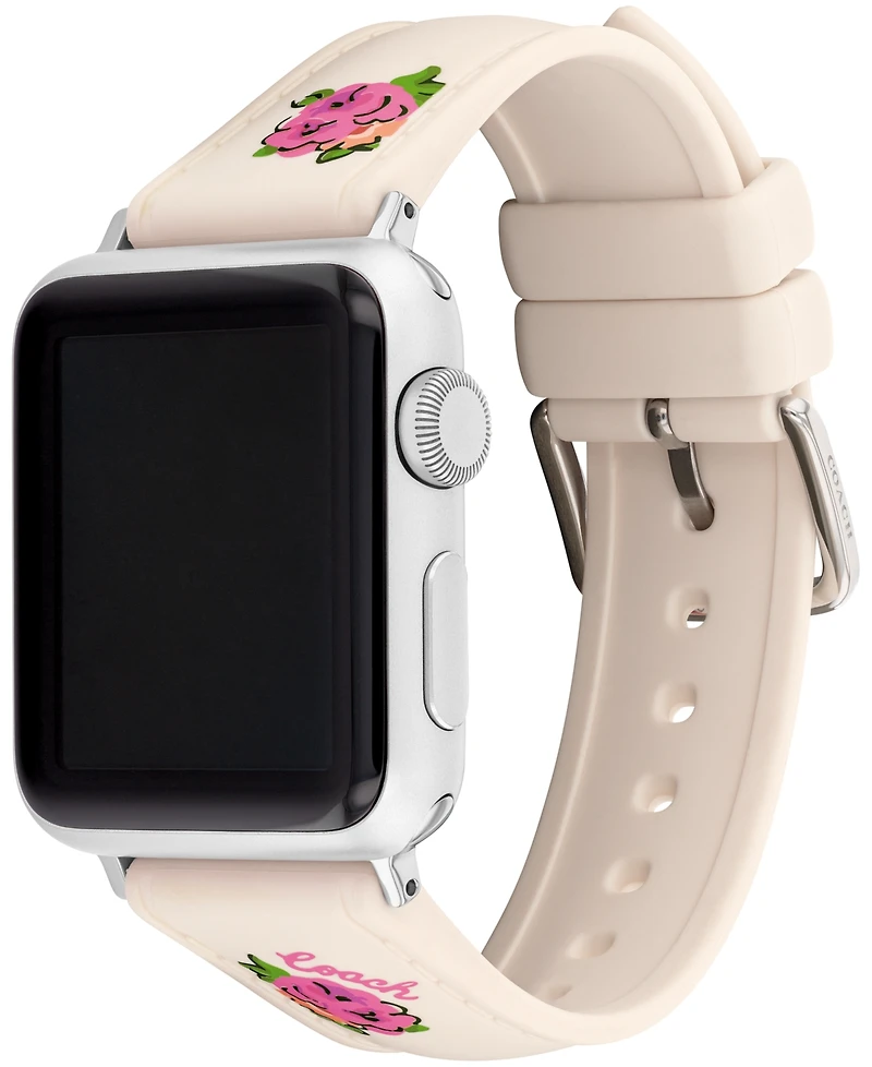 Coach Women's Chalk Floral Print Silicone Strap for Apple Watch 38mm, 40mm, 41mm