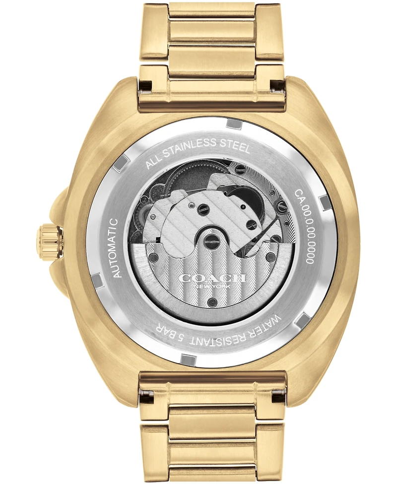 Coach Men's Automatic Gold Charter Stainless Steel Watch 44.5mm