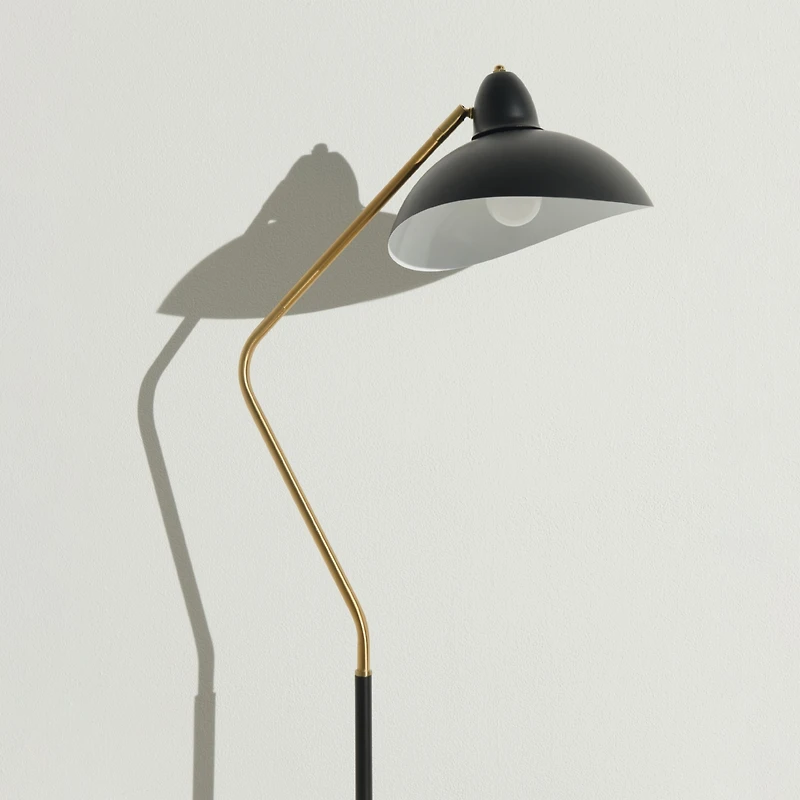 Swoop Led Reading Floor Lamp with Adjustable Head and Gold Accent (69")