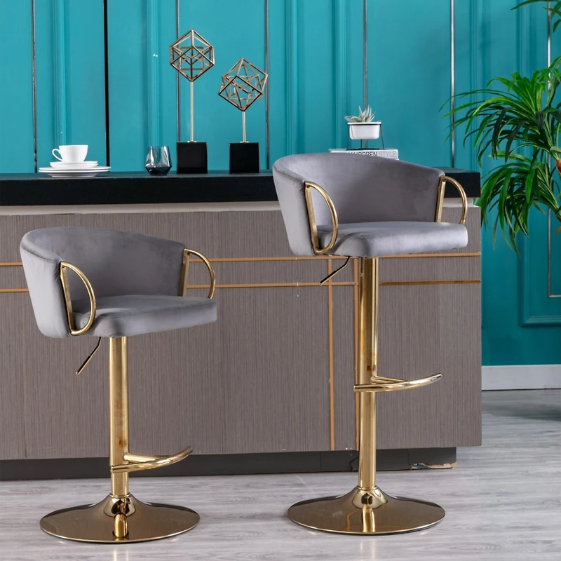 Streamdale Chrome Bar Stools with Adjustable Height and Footrest