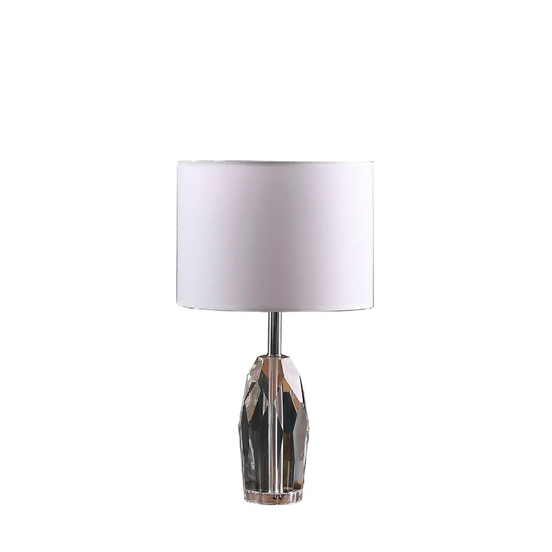 Streamdale 19" Dodecahedron Solid Crystal Prism Table Lamp In Chrome Silver