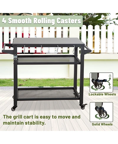 Rust-Proof Outdoor Cooking Prep Table with Ample Storage and Easy Mobility