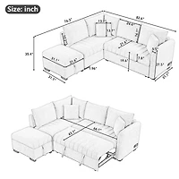 Simplie Fun Versatile L-Shaped Sofa Bed with Usb Ports, Movable Ottoman, & Pull-Out