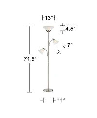 360 Lighting Jordan Modern Torchiere Floor Lamp with Side Lights 71 1/2" Tall Brushed Nickel Alabaster Glass Shade for Living Room Reading Bedroo