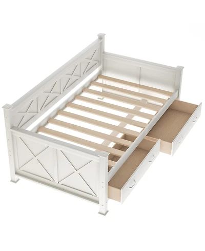 Simplie Fun Twin Size Wooden Modern And Rustic Casual Style Daybed, Cream