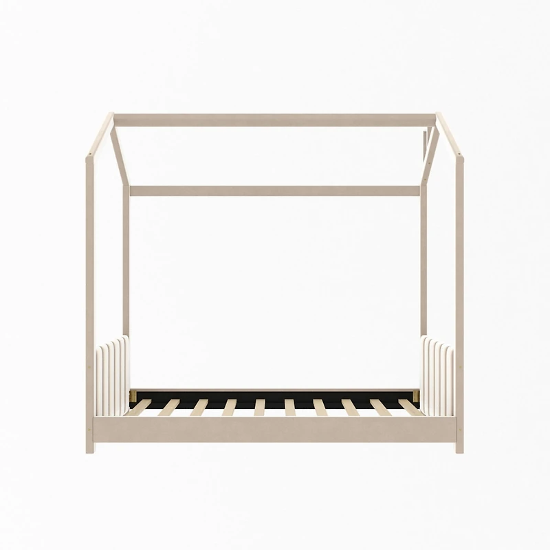 Simplie Fun Twin Size Velvet House Bed Wood Bed