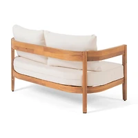 Simplie Fun Acacia Wood Patio Loveseat and Coffee Table Set with Water-Resistant Cushions