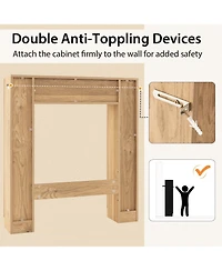 Costway Over The Toilet Storage Cabinet Double Door Bathroom Organizer