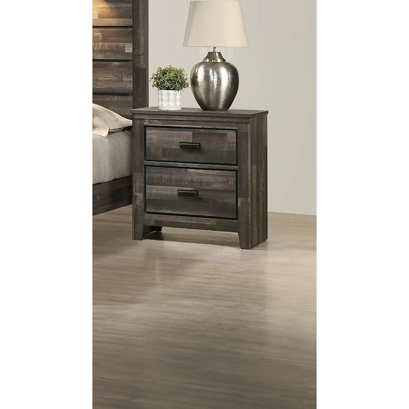 Simplie Fun Contemporary Nightstand in Brown Mix Finish with 2 Drawers