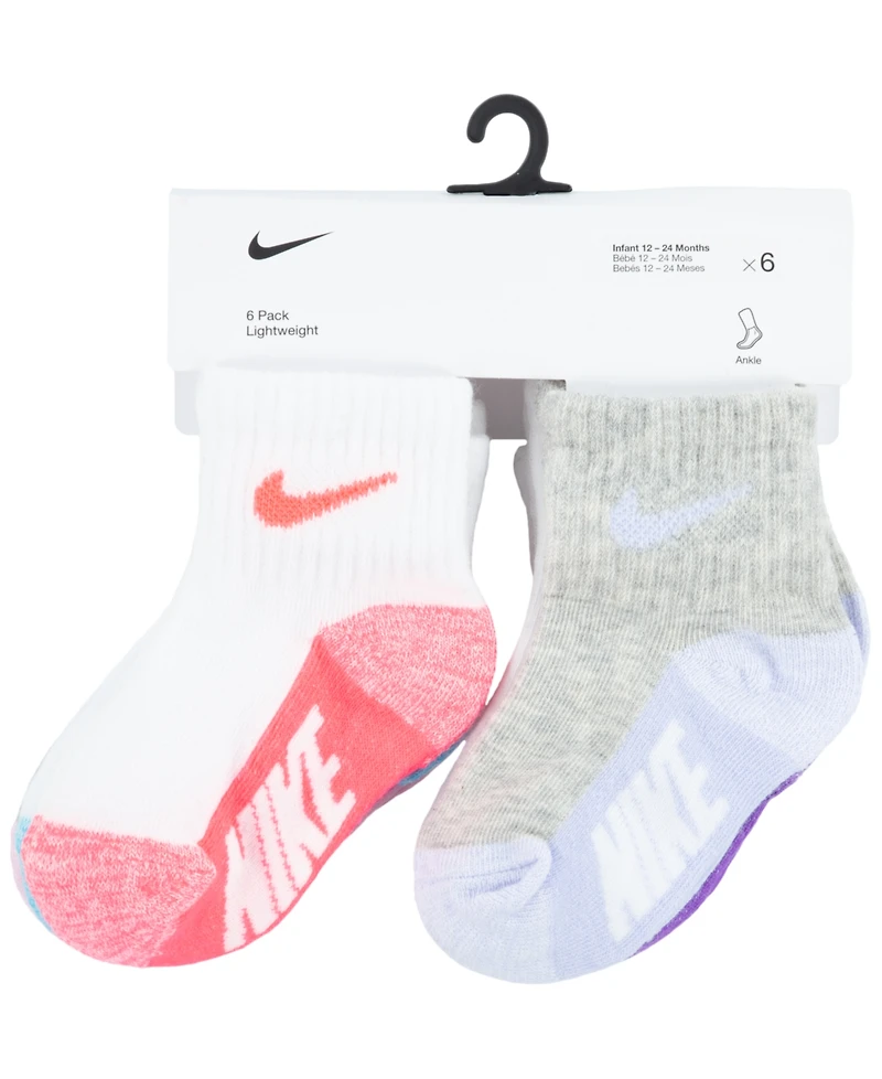 Nike Baby and Toddler Boys or Girls Multi Logo Socks, Pack of 6