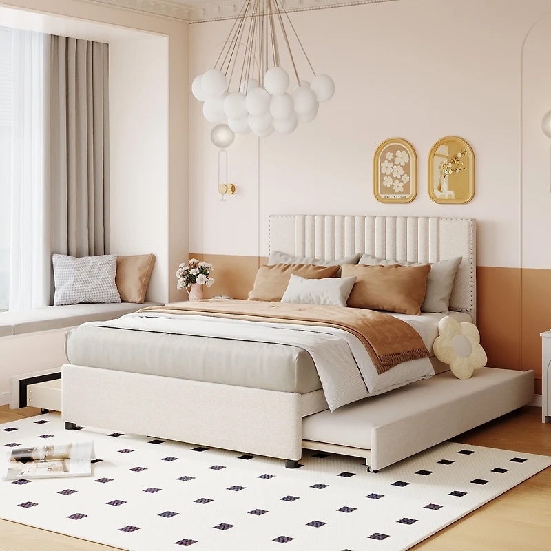 Streamdale Upholstered Platform Bed with Drawers and Trundle