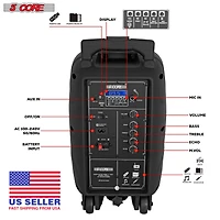 5 Core 8 Inch Tws Bluetooth Party Speakers 250 W Portable Karaoke Pa System Rechargeable Loudspeaker + Tripod Stand & 2x Wireless Mics Led Light