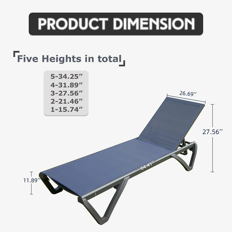 Simplie Fun Modern Chaise Lounge Adjustable, Durable, Long-Lasting Comfort