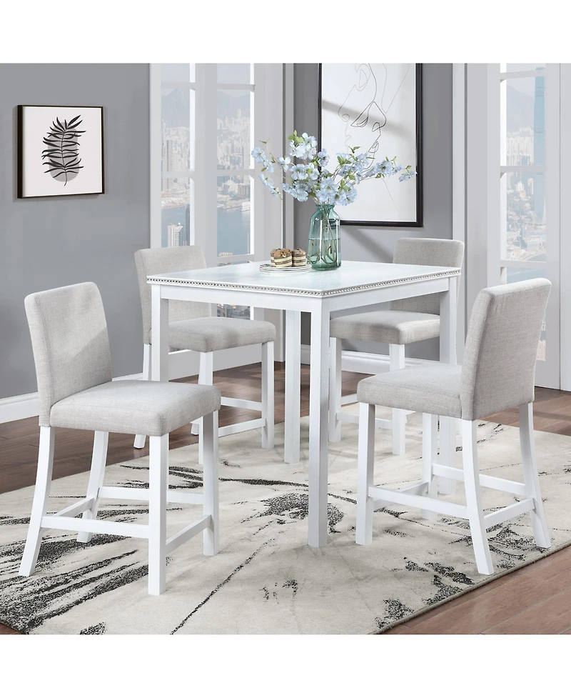 Streamdale Furniture Elegant Wooden Counter Height Dining Set with Upholstered Chairs