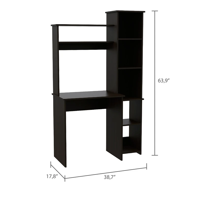 Streamdale Marston 6-Shelf Writing Desk With Built-In Bookcase Wengue