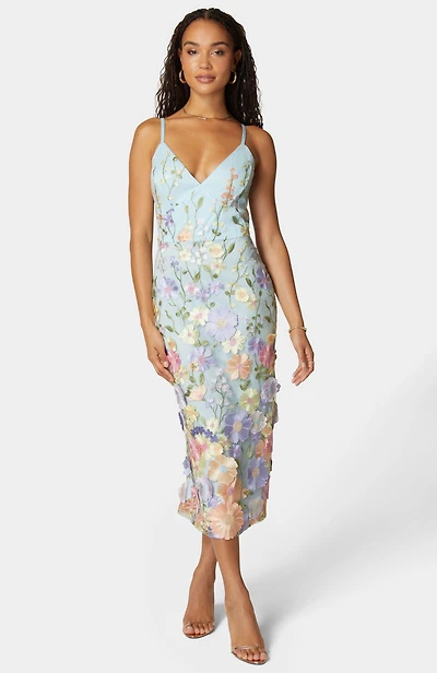Bebe Women's Floral Embroidered Midi Dress