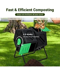 Sugift Dual Chamber Garden Compost Tumbler with Sliding Doors