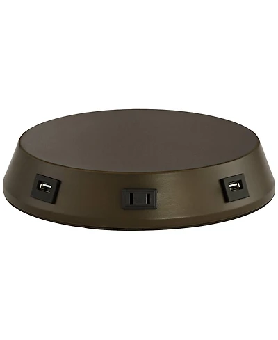 360 Lighting 1 3/4" High Universal Charging Workstation Lamp Base Usb Port Ac Power Outlet Brown Bronze Finish Metal Living Room