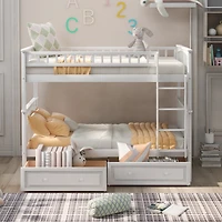 Streamdale Twin Over Twin Bunk Bed With Drawers, Convertible Beds