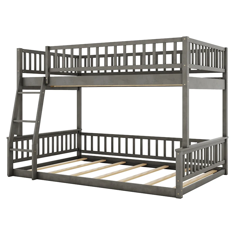 Streamdale Full Xl over Queen Bunk Bed with Ladder and Guardrails, Walnut