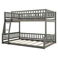 Streamdale Full Xl over Queen Bunk Bed with Ladder and Guardrails, Walnut