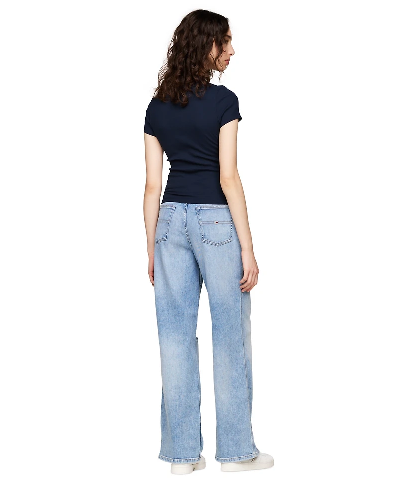 Tommy Jeans Women's Badge Logo Ribbed T-Shirt