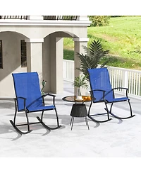 2 Pieces Outdoor Rocking Chairs with Breathable Backrest