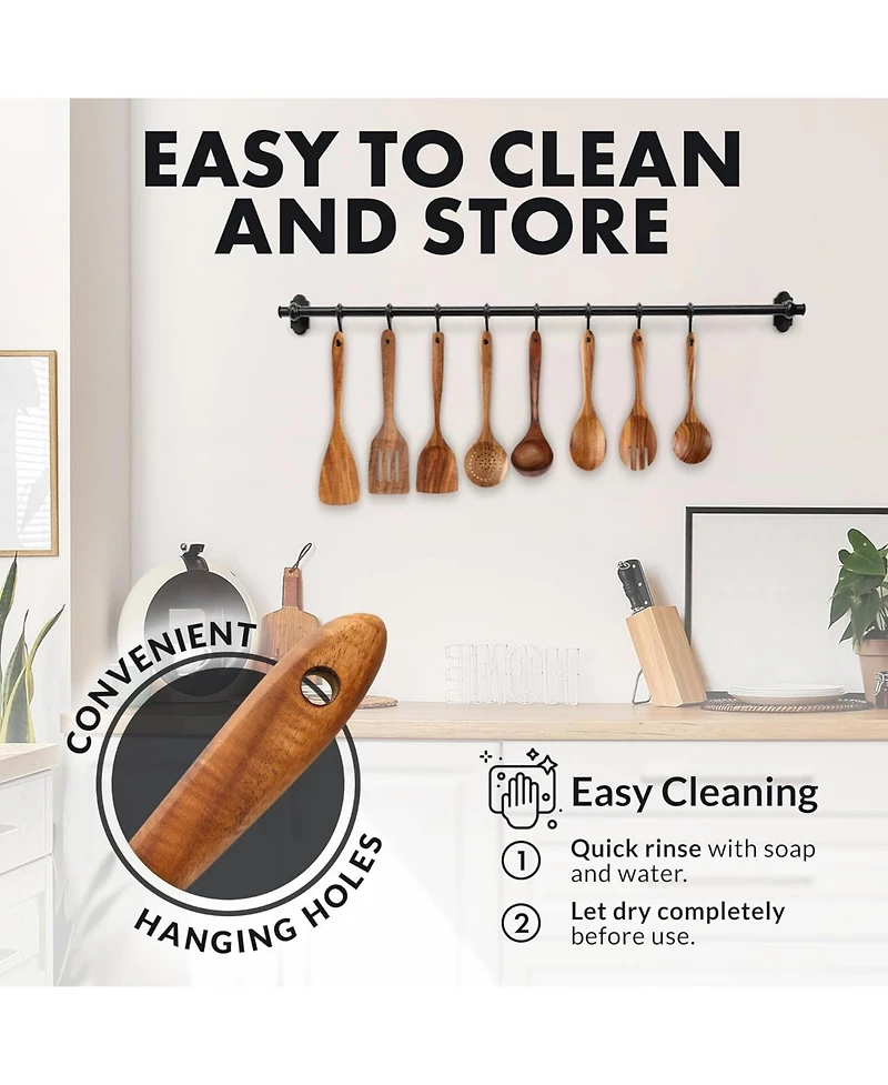 Zulay Kitchen Premium 8-Piece Wooden Spoons for Cooking