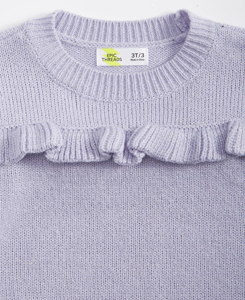 Epic Threads Toddler Girls Ruffled Metallic Sweater, Created for Macy's