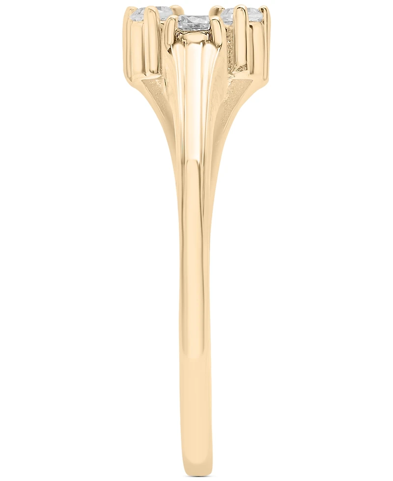 Diamond Three Stone Cuff Ring (1/10 ct. t.w.) in 10k Gold, Created for Macy's